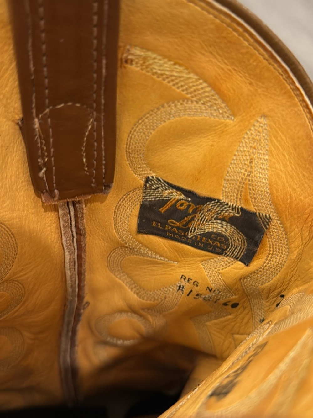 Tony Lama Brown Leather Exotic-Textured Cowboy Boots - Picture 6 of 8
